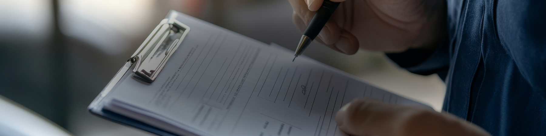 Man writing on a clipboard
